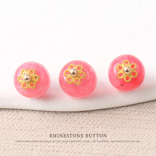 10mm Colorful Natural Chinese Jade Bead Buttons with Flower Mounts 20pcs - Image 9