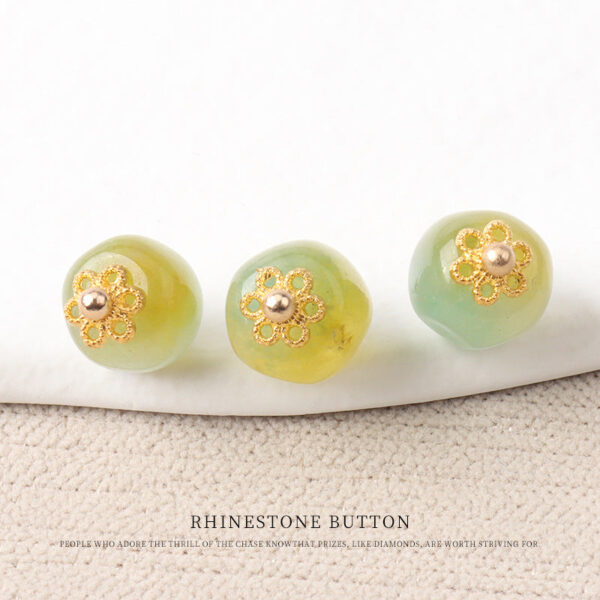 10mm Colorful Natural Chinese Jade Bead Buttons with Flower Mounts 20pcs - Image 11