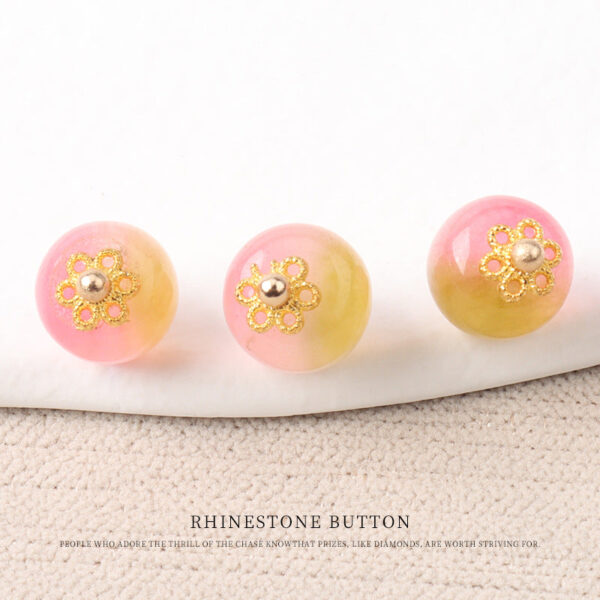 10mm Colorful Natural Chinese Jade Bead Buttons with Flower Mounts 20pcs - Image 12