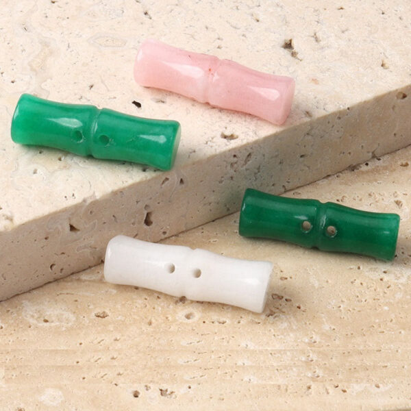 25mm Natural Jade Bamboo Shaped Frog Buttons for Chinese Cheongsam Hanfu 4pcs - Image 2