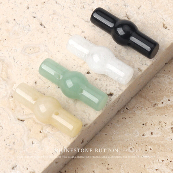 25mm Green Yellow Natural Jade Cylindrical Buttons for Chinese Cheongsam Hanfu 4pcs - Image 2
