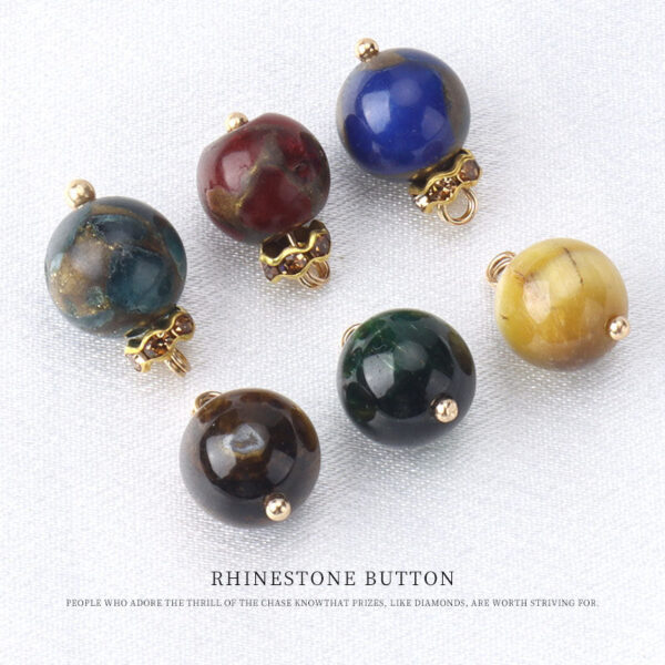10mm Natural Stone Bead Frog Knot Button for Chinese Retro Silk Clothing - Image 2