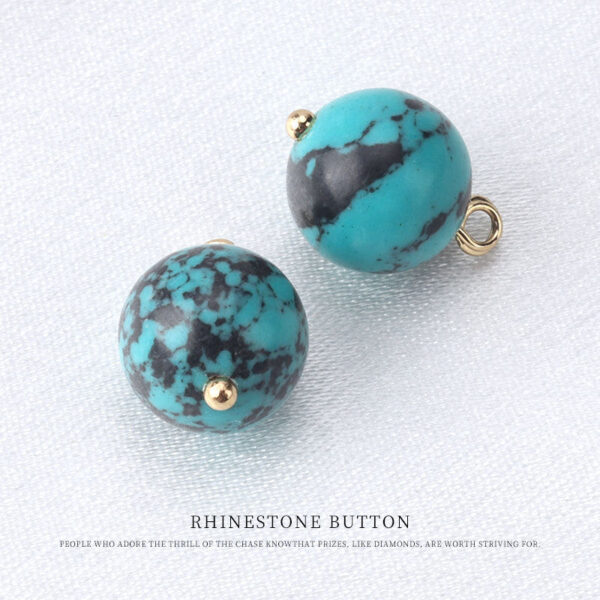 10mm Chinese Blue Turquoise Round Bead Button for Tang Suit Qipao - Image 5