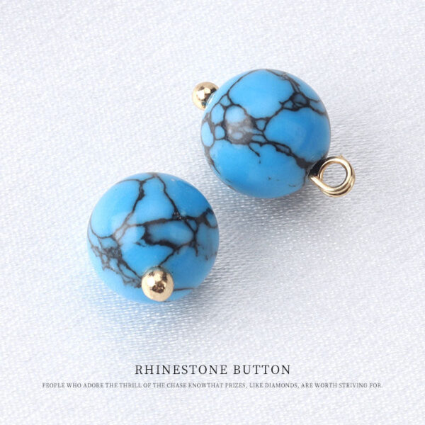 10mm Chinese Blue Turquoise Round Bead Button for Tang Suit Qipao - Image 6