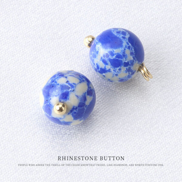 10mm Chinese Blue Turquoise Round Bead Button for Tang Suit Qipao - Image 7