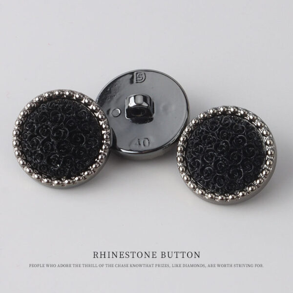 25mm Round Black Flower High-Stem Plastic Button 25pcs - Image 2