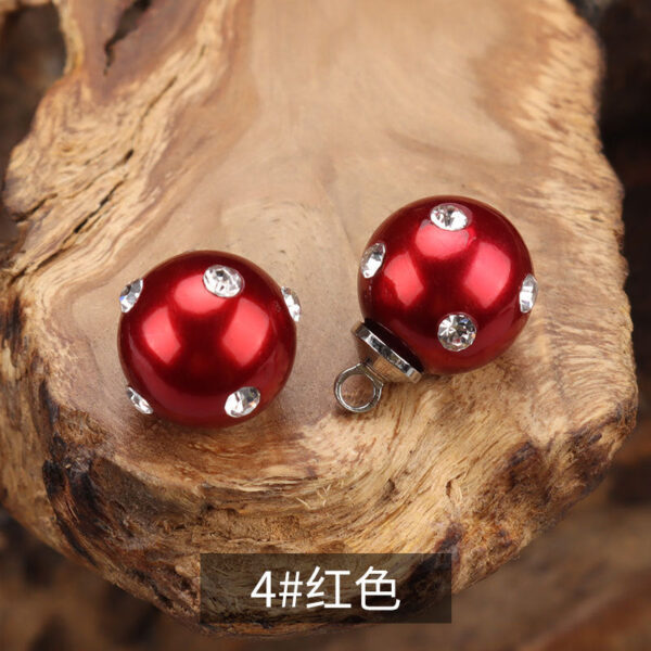10mm Colorful Plastic Pearl Shirt Button with Rhinestones 6pcs - Image 5