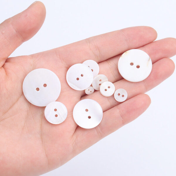 9-25mm Round Two-Hole White Pearl Shell Buttons for Shirts Suits 90 Pack - Image 3