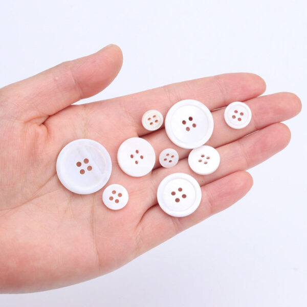 9-25mm Round 4-Hole White Pearl Shell Buttons for Shirts Suits 90 Pack - Image 2