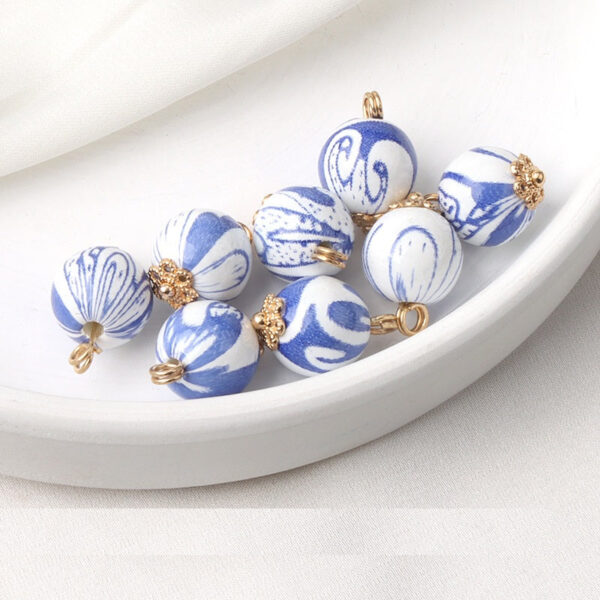 11mm Colorful Blue Ceramic Bead Chinese Frog Buttons for Silk Qipao 12pcs - Image 2