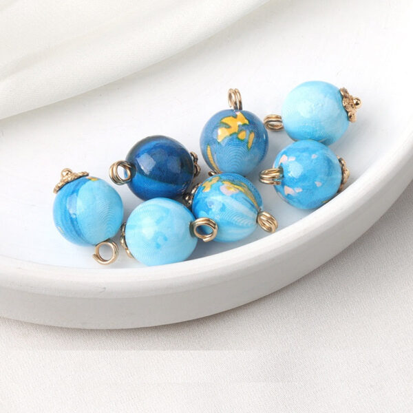 11mm Colorful Blue Ceramic Bead Chinese Frog Buttons for Silk Qipao 12pcs - Image 3