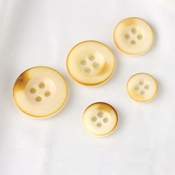 11.5 - 20mm Round 4 Hole Beige Fire Burned Vintage Corozo Tagua Nut Buttons - Image 3
