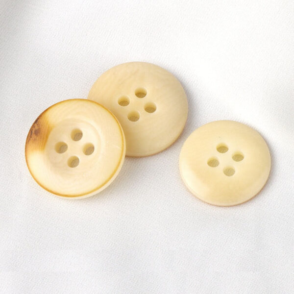 11.5 - 20mm Round 4 Hole Beige Fire Burned Vintage Corozo Tagua Nut Buttons - Image 2