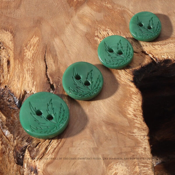 2 Hole Yellow Avocado Green Corozo Buttons with Laser Engraved Leaf Pattern 20pcs - Image 2