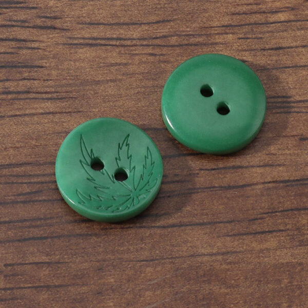 2 Hole Yellow Avocado Green Corozo Buttons with Laser Engraved Leaf Pattern 20pcs - Image 4