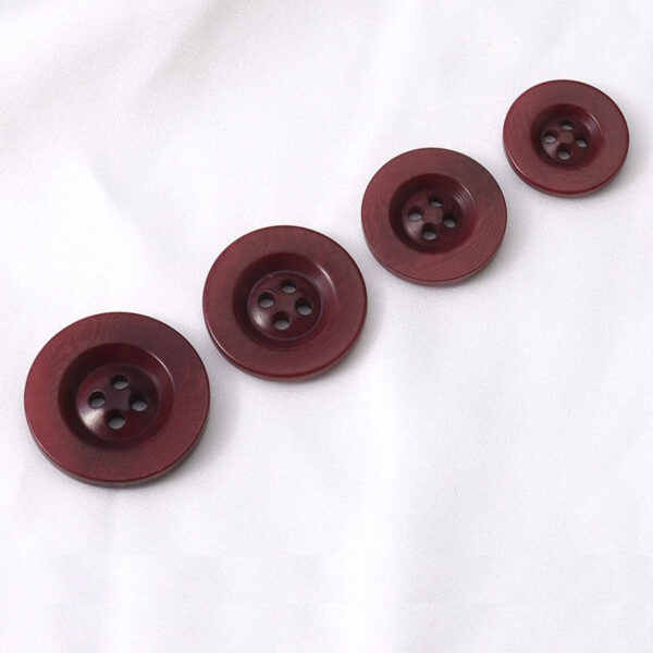 18-25mm Round Wide Edge 4 Hole Vintage Wine Red Corozo Buttons - Image 2