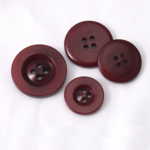 18-25mm Round Wide Edge 4 Hole Vintage Wine Red Corozo Buttons - Image 4