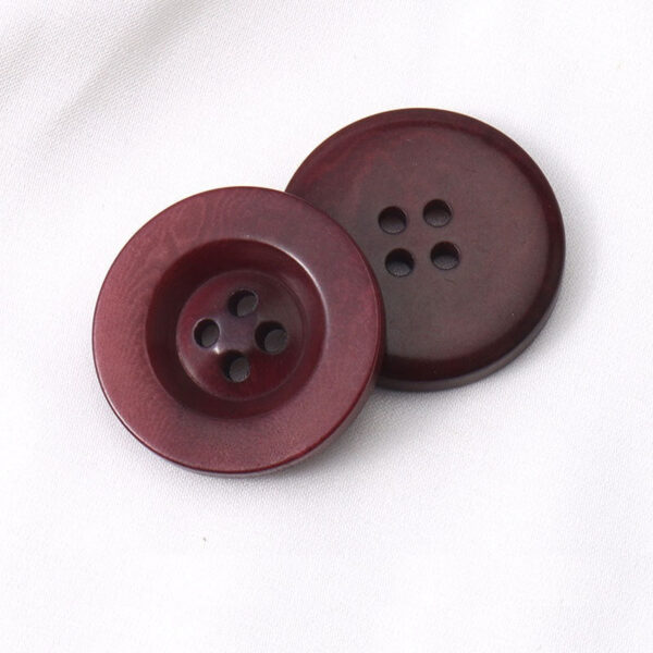 18-25mm Round Wide Edge 4 Hole Vintage Wine Red Corozo Buttons - Image 3