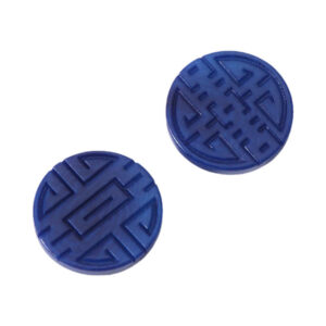 15mm White Blue Black Round Corozo Tagua Nut Buttons with Chinese Character Pattern 20pcs