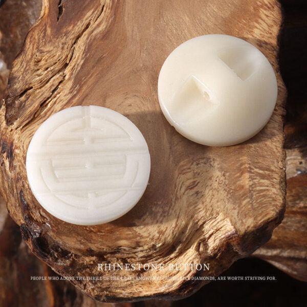 15mm White Blue Black Round Corozo Tagua Nut Buttons with Chinese Character Pattern 20pcs - Image 5
