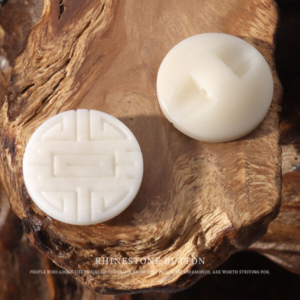 15mm White Blue Black Round Corozo Tagua Nut Buttons with Chinese Character Pattern 20pcs - Image 7