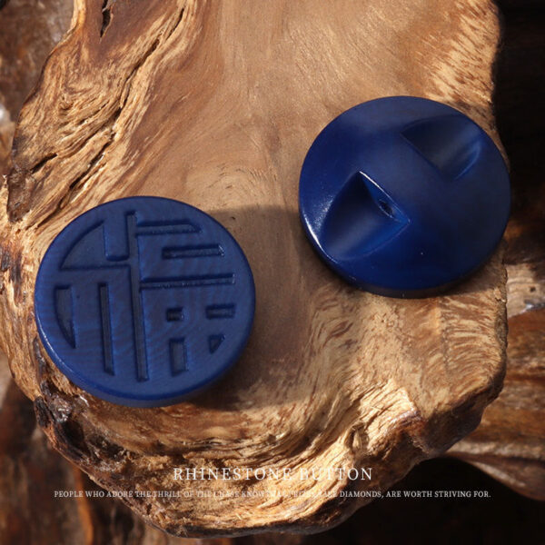 15mm White Blue Black Round Corozo Tagua Nut Buttons with Chinese Character Pattern 20pcs - Image 8