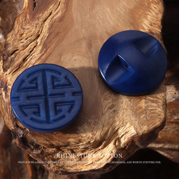 15mm White Blue Black Round Corozo Tagua Nut Buttons with Chinese Character Pattern 20pcs - Image 9
