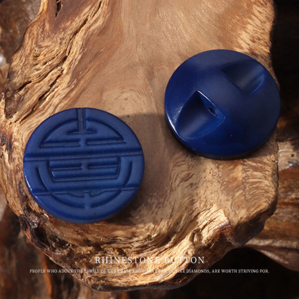 15mm White Blue Black Round Corozo Tagua Nut Buttons with Chinese Character Pattern 20pcs - Image 10