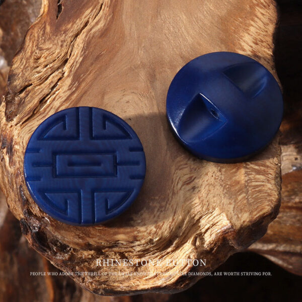 15mm White Blue Black Round Corozo Tagua Nut Buttons with Chinese Character Pattern 20pcs - Image 12