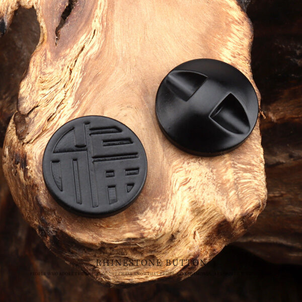 15mm White Blue Black Round Corozo Tagua Nut Buttons with Chinese Character Pattern 20pcs - Image 13