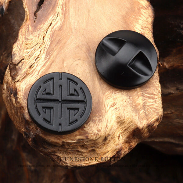 15mm White Blue Black Round Corozo Tagua Nut Buttons with Chinese Character Pattern 20pcs - Image 14