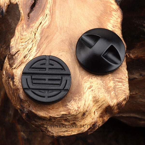 15mm White Blue Black Round Corozo Tagua Nut Buttons with Chinese Character Pattern 20pcs - Image 15