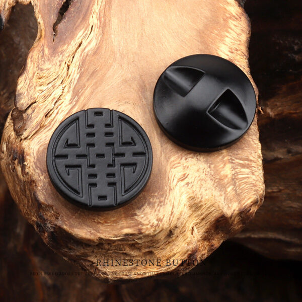 15mm White Blue Black Round Corozo Tagua Nut Buttons with Chinese Character Pattern 20pcs - Image 16
