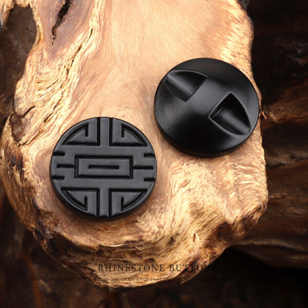 15mm White Blue Black Round Corozo Tagua Nut Buttons with Chinese Character Pattern 20pcs - Image 17