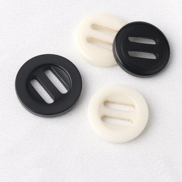 17.5-25mm Round White Black Double Groove Long Hole Natural Corozo Buttons - Image 3