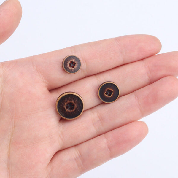 10/11.5/15mm Light Brown, Dark Brown and Black Poplar Wood Buttons 30pcs - Image 2