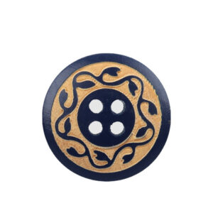 Round 4 Hole Black Baking Finish Laser Carved Vintage Pattern Poplar Wood Buttons 30pcs