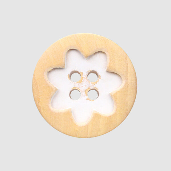 15/20mm Round Distressed 4-Hole Painted Poplar Wood Buttons with Floral Pattern 30pcs - Image 4