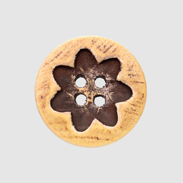 15/20mm Round Distressed 4-Hole Painted Poplar Wood Buttons with Floral Pattern 30pcs - Image 5