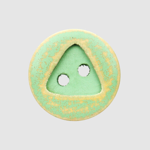 Outer Circle Inner Triangle Vintage Turquoise & White Painted 2 Hole Wood Buttons 30pcs - Image 5
