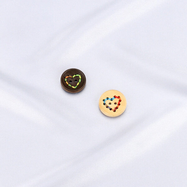 20mm Round 2 Hole Colored Threaded Heart Patterned Fashion Sweater Wood Buttons 20pcs - Image 4