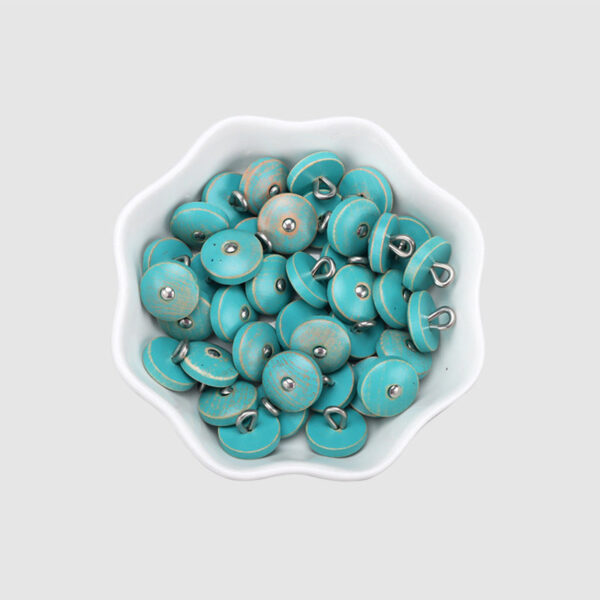 11.5mm Round Colored Natural Wood Buttons with Metal Shanks for Shirts 20pcs - Image 6