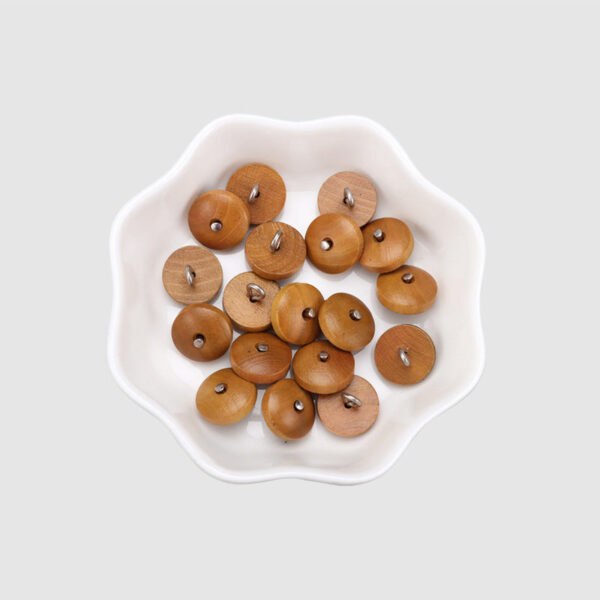 11.5mm Round Colored Natural Wood Buttons with Metal Shanks for Shirts 20pcs - Image 7