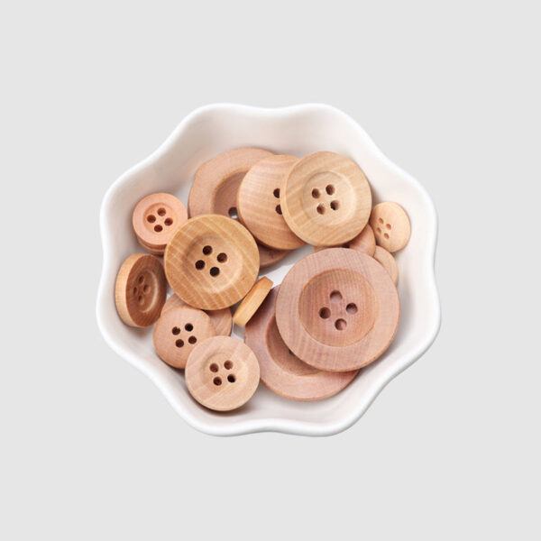 10-25mm Natural Camellia Wood Wide-Rimmed Four-Hole Buttons Eco Friendly 120 Pack - Image 4