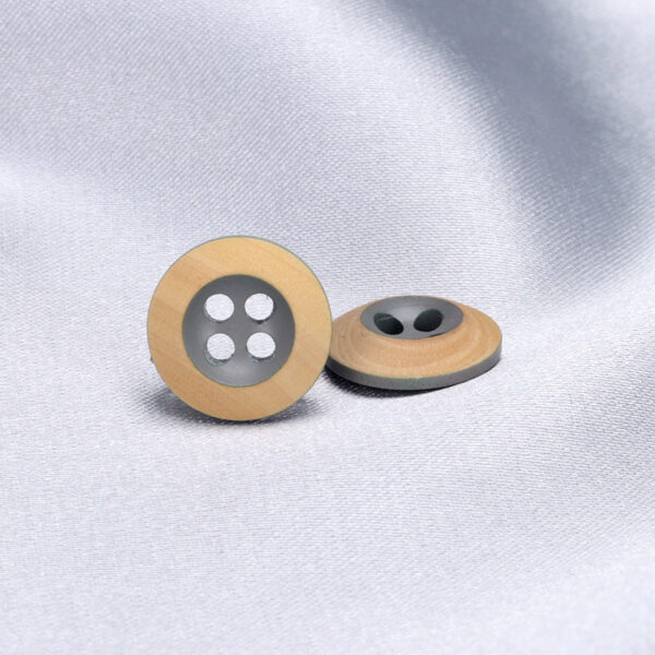 11.5mm Round 4 Hole Baked Wood Buttons in Grey,Purple-Red,Dark Brown,Grey-Blue 50PCS - Image 2
