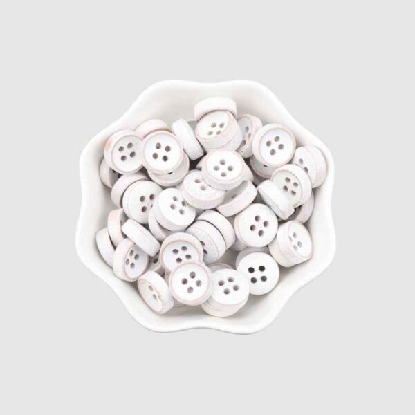 11.5mm Round 4-Hole White-Painted Wood Buttons for Children's Shirts Cardigans 40PCS