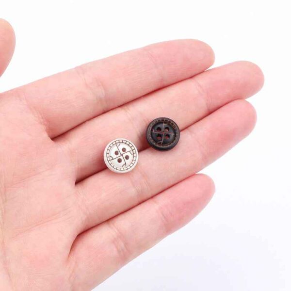 11.5mm Round 4 Hole Black White Painted Wood Buttons for Children's Sweaters Cardigans 40pcs