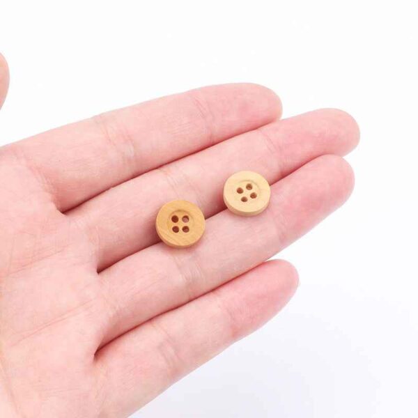 11.5mm Round 4 Hole Natural Poplar Wood Buttons for Children's Handmade Crafts 100PCS