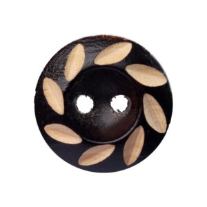 11.5mm Round 2 Hole Dark Brown Painted Laser Carved Natural Wood Buttons 40pcs