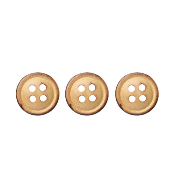 11.5mm Round 4 Hole Poplar Wood Buttons with Fire-Burned Edges 60pcs - Image 2
